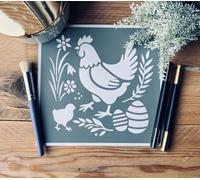 Pochoir Adhésif Décoratif en PVC, Motif Poule et Oeufs de Pâques, 20 x 20 cm, Réutilisable et Lavable, pour Multi-supports. Pochoir Fête Pâques, Déco Maison (pochoirsdeco.fr)