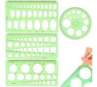Pochoir Circulaire, Gabarit de Mesure, Modèles de Mesure en Plastique, Règle Ronde pour Aide au Dessin, Géométrique Règle de Dessin de Cercle avec 36 Cercles pour Étudiants École Bureau 4pcs