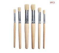Pochoir De Peinture À L'aquarelle 6 Pièces/Ensemble, Brosse De Différentes Tailles, Manche En Bois, Fournitures D'art Professionnelles Pour Enfants Étudiants De Haute Qualité