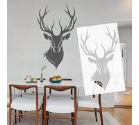 Pochoir de peinture en forme de tête de cerf pour murs - Grand modèle de décoration d'intérieur réutilisable - 84 cm - Décoration murale pour tissu - Artisanat créatif - Facile à utiliser - S558