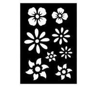 Pochoir Fleurs - Ki Sign - 7x10 cm - Adhésif - Réutilisable - 8 motifs floraux