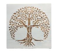 Pochoir pour peinture murale, Pochoirs muraux 30x30cm, arbre de vie multicolore for artisanat sur tissu en bois, Album cartes murales(Color 2)