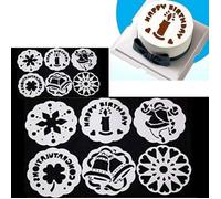 Pochoirs De Décoration Gâteau 12 Pièces, Motifs Fleurs Airbrush, Modèle 20 x 0,04 cm En PET Réutilisable, Pâtisserie DIY