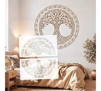 Pochoirs ronds entrelacés 60 cm motif nœuds d'arboréaux circulaires entrelacés Motifs muraux pour meubles Grande taille Réutilisable S694