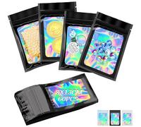 Pochon Weed 60 Pièces Pochon Mylar Refermables 8 * 13cm Sachet Zip Sachet Aluminium avec Fenêtres Transparente Pochon Plastique Holographique pour Jwely Biscuits Bonbons (Noir)