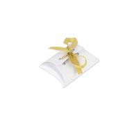 Pochons à dragées - Lot de 10 - Blanc - Ruban satin or - 10 x 7 cm