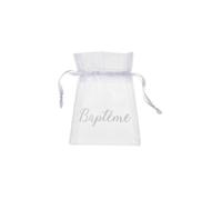 Pochons de Baptême - LE GEANT DE LA FETE - Lot de 6 - Organdi - Blanc - 7.5 x 10 cm