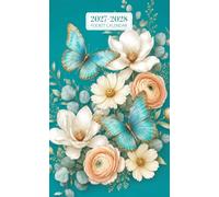 Pocket Calendar 2027-2028 for Purse: Small 2 Year Monthly Planner from January 2027 to December 2028 | Flower And Butterfly Cover Design