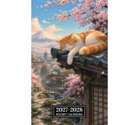 Pocket Calendar 2027-2028 for Purse: Small 2 Year Monthly Planner from January 2027 to December 2028 | Cat Blossom Flower Cover Design