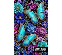 Pocket Calendar 2027-2028 for Purse: Small 2 Year Monthly Planner from January 2027 to December 2028 | Butterfly Flower Cover Design