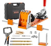 Pocket Hole Jig Kit Trou à trois poches avec mbouts d'entraînement à quatre pans, aide au chevillage Gabarit de perçage pour le perçage de trous de poches et de trous obliques, aide au perçage
