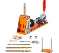 Pocket Hole Jig Kit Trou à trois poches avec mbouts d'entraînement à quatre pans, aide au chevillage Gabarit de perçage pour le perçage de trous de poche et de trous obliques, aide au perçage p