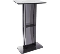 Podium en acrylique, hauteur 119 cm, podium en acrylique avec large surface de lecture et étagère de rangement, pupitre transparent sur pied en acrylique pour église, bureau, école, noir