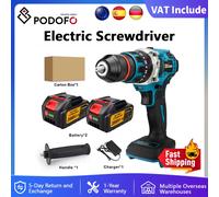 Podofo 480 N.M perceuse à percussion sans brosse 3 en 1 perceuse à percussion électrique tournevis marteau rotatif outil de forage sans fil avec 2 batteries 2pcs battery