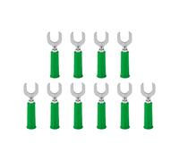 PODSJD 10 pcs Connecteurs à Fourche Spade en Laiton et PVC, Ø4mm - Haute Conductivité et Résistance 36A, Idéal pour Équipements Électriques et Industrie (Verte)