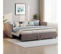 Poeahu Canapé Lit Convertible 90/180 x 200 cm, Canapé Lit 2 Places Extensible avec Sommier à Lattes, Lits Gigogne 2 Places, Multifonctionnel LiT Rembourré pour Adolescent Adulte, sans Matelas (Gris)