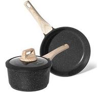 Poêle 20 cm avec casserole et couvercle 18 cm noir - Tous feux dont induction Just perfecto JL-43 Noir