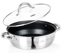 Poêle - 24 cm - 3,1 litres - Acier inoxydable - Revêtement en granite - Compatible gaz et induction - Argentée