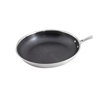 Poêle 24cm - CHEFFINGER - Inox - Revêtement Nid d'Abeille - Poignée Longue - Antiadhésive