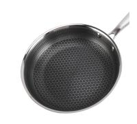 Poêle 28cm - CHEFFINGER - Inox - Revêtement Nid d'Abeille - Poignée Longue - Antiadhésif