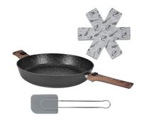 Poêle 32 CM revêtement antiadhésif Triple Couche Manche amovible Rebords rehaussés Fond nid d'abeille. Convient tous Feux et