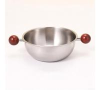 Poêle à 15cm avec Manche en Bois - Casserole Fonte pour Induction et pour gaz(B)