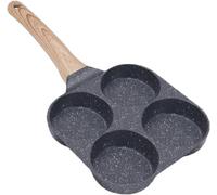 Poêle à 4 compartiments - Poêle à œufs - Pour préparer le petit-déjeuner - Revêtement antiadhésif - 9 cm par compartiment - Noir