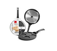 IBILI - Crêpière pour 4 mini-crêpes Natura, 26 cm, Fonte d’aluminium, Antiadhésif style pierre, Compatible avec l’induction