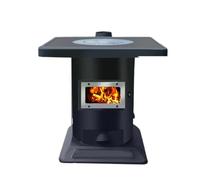 Poêle à Bois à gazéification, cuve en manganèse et revêtement en Fonte, poêle à Bois et à granulés à Haut rendement avec hublot, Four et vanne d'étanchéité pour Le Chauffage/la Cuisson (avec Chem