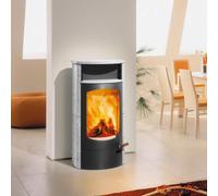 Poêle à bois Austroflamm Koko 2.0 | 6 kW revêtement en pierre ollaire avec WHF en pierre ollaire et couvercle en acier, arrière
