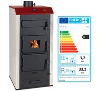 Poêle à Bois avec Chaudière PRITY NS32 - 36 4 kW - Classe Énergétique A - Réservoir de 72 L - Chauffage Central Puissant