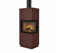 Poêle à bois Bef Home Kompakt Therm 6 II 6 kW Cheminée d'angle Volet d'angle à droite, brun châtaigne