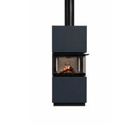 Poêle à bois Bef Home Kompakt Therm 6 II 6 kW Cheminée panoramique Graublau