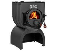 Poêle à bois Bruno Mini I 6 kW avec plaque de cuisson Socle Move, Sans Habillage latéral