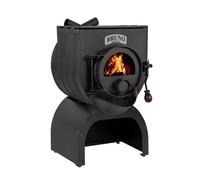 Poêle à bois Bruno Mini II 10 kW avec plaque de cuisson Socle Move, Sans Habillage latéral