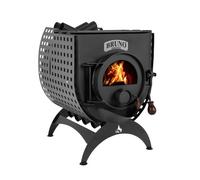 Poêle à bois Bruno Mini II 12 kW avec plaque de cuisson Socle Classique, Habillage latéral