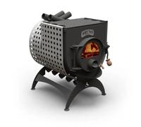 Poêle à bois Bruno Mini III 12 kW avec plaque de cuisson incl. support, habillage latéral et catalyseur