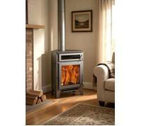 Poêle à bois d'angle JUAN PANADERO R5 Four Max / 11 kW / Acier gris antracite / Design triangulaire / Volume de chauffe 320 m3