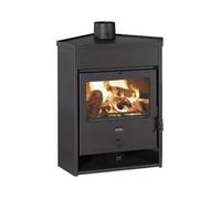 Poêle à bois d'angle PRITY AM D - 12 5 kW Noir Graphite Design Compact et Robuste