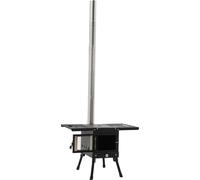Poêle à bois de camping - Poêle pliable et portable - Tuyaux de cheminée inclus - Métal - Sans allume-feu - Noir