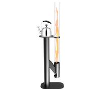 Poêle à bois de jardin YARDIN, modèle robuste au look noir en acier au carbone, poêle à bois durable équipé d'un tube en verre de 100 mm, adapté à divers espaces extérieurs