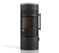 Poêle à bois Drooff Andalo 3 M 6 kW Indépendant de l'air ambient, corps noir, revêtement en pierre naturelle, NatStone