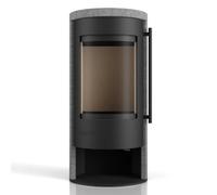 Poêle à bois Drooff Aprica 2 | 6 kW Dépendant de l'air ambiant, corps noir, revêtement stéatite