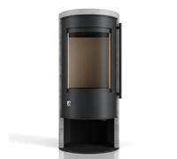Poêle à bois Drooff Aprica 2 Trend 6 kW Dépendant de l'air ambiant, corps noir, revêtement en pierre, NatStone