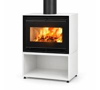 Poêle à bois Edilkamin Bench 54 Evo 9,5 kW Module A avec banc = 70 cm, Blanc