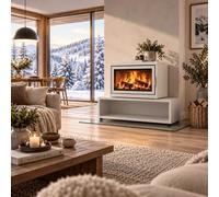Poêle à bois Edilkamin Bench 65 Evo 13,2 kW Module B avec banc = 120 cm, Blanc