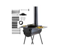 Poêle à Bois En Acier Inoxydable Portable Avec 8 Tuyaux de Cheminée Et Gants 299.7cm