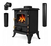 Poêle à bois en fonte 4 5 kW THUNDER DIANA rendement 81 9 % noir kit de raccordement