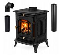 Poêle à bois en fonte 7 kW THUNDER AGNI rendement 79 1 % noir kit de raccordement