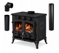 Poêle à bois en fonte 9 8 kW THUNDER ATAR rendement 79 % noir kit de raccordement